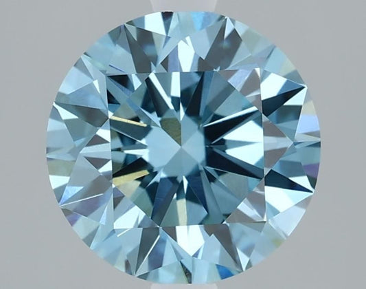Lab-Grown Round Diamond - 2.09 Carats, Fancy Vivid Blue Color, VVS2 Clarity - Certified by IGI - Report Number: LG610317171