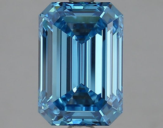 Lab-Grown Emerald Diamond - 3.02 Carats, Fancy Vivid Blue Color, VVS2 Clarity - Certified by IGI - Report Number: LG652417376