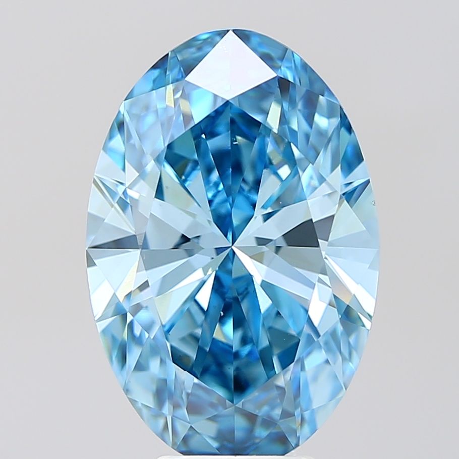 Lab-Grown Oval Diamond - 6.01 Carats, Fancy Vivid Blue Color, VS1 Clarity - Certified by IGI - Report Number: LG621452998