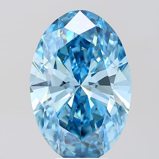 Lab-Grown Oval Diamond - 6.01 Carats, Fancy Vivid Blue Color, VS1 Clarity - Certified by IGI - Report Number: LG621452998