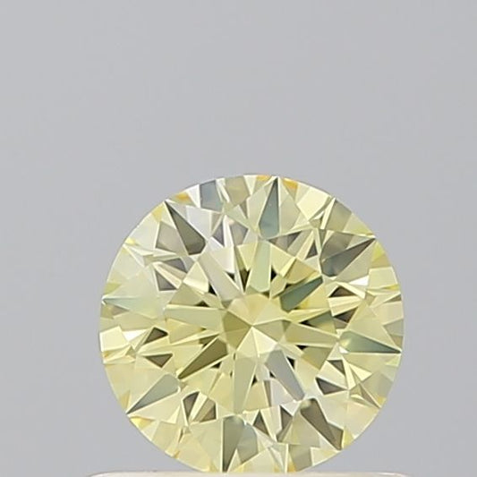 Lab-Grown Round Diamond - 0.5 Carats, Fancy Intense Yellow Color, VVS2 Clarity - Certified by IGI - Report Number: LG675555198