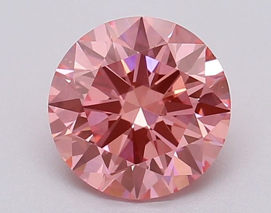 Lab-Grown Round Diamond - 1.03 Carats, Fancy Vivid Pink Color, VS2 Clarity - Certified by IGI - Report Number: LG615366945