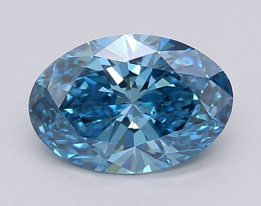 Lab-Grown Oval Diamond - 1.46 Carats, Fancy Vivid Blue Color, VS1 Clarity - Certified by IGI - Report Number: LG618485732