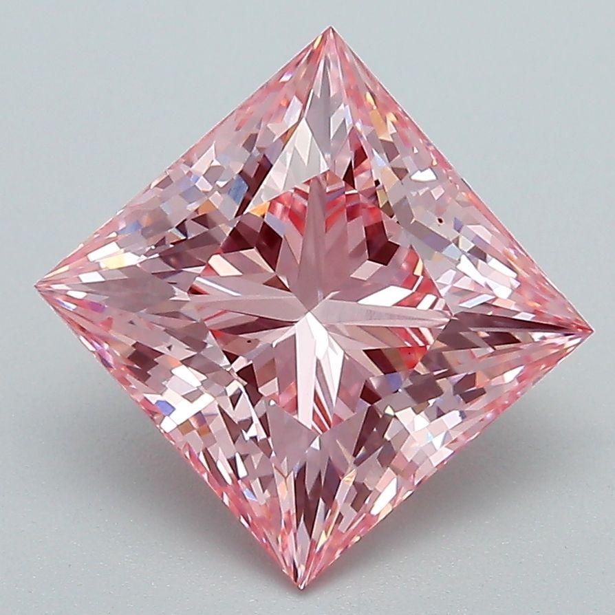 Lab-Grown Princess Diamond - 3.52 Carats, Fancy Vivid Pink Color, VS1 Clarity - Certified by IGI - Report Number: LG625418413