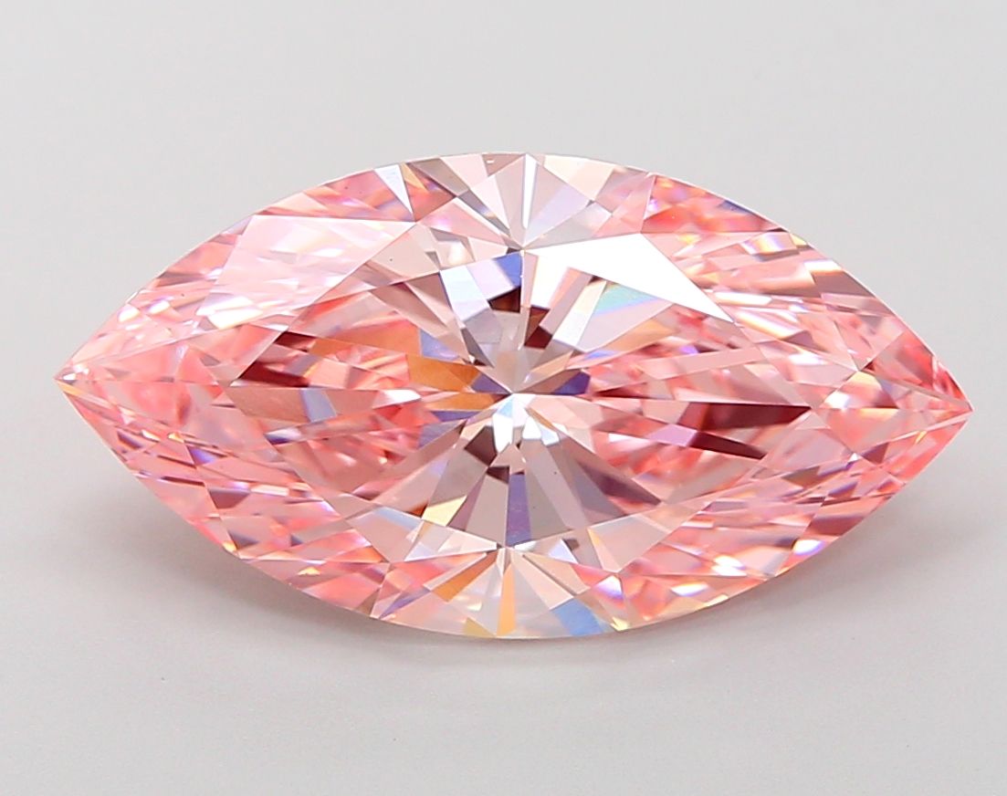 Lab-Grown Marquise Diamond - 6.64 Carats, Fancy Vivid Pink Color, VVS2 Clarity - Certified by IGI - Report Number: LG669444731