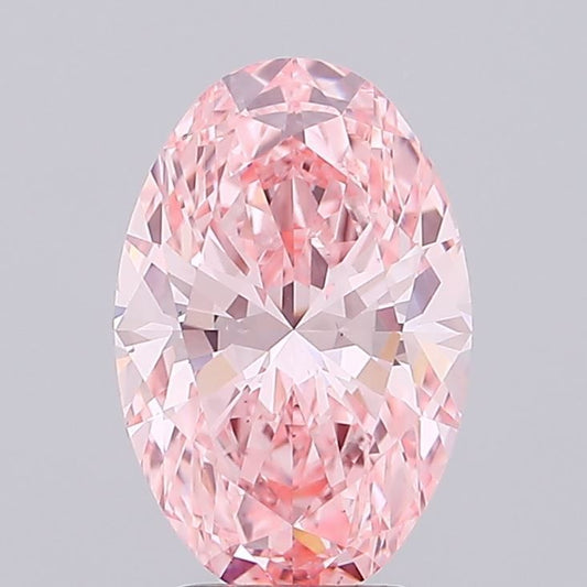 Lab-Grown Oval Diamond - 4.02 Carats, Fancy Vivid Pink Color, VS2 Clarity - Certified by IGI - Report Number: LG689507371