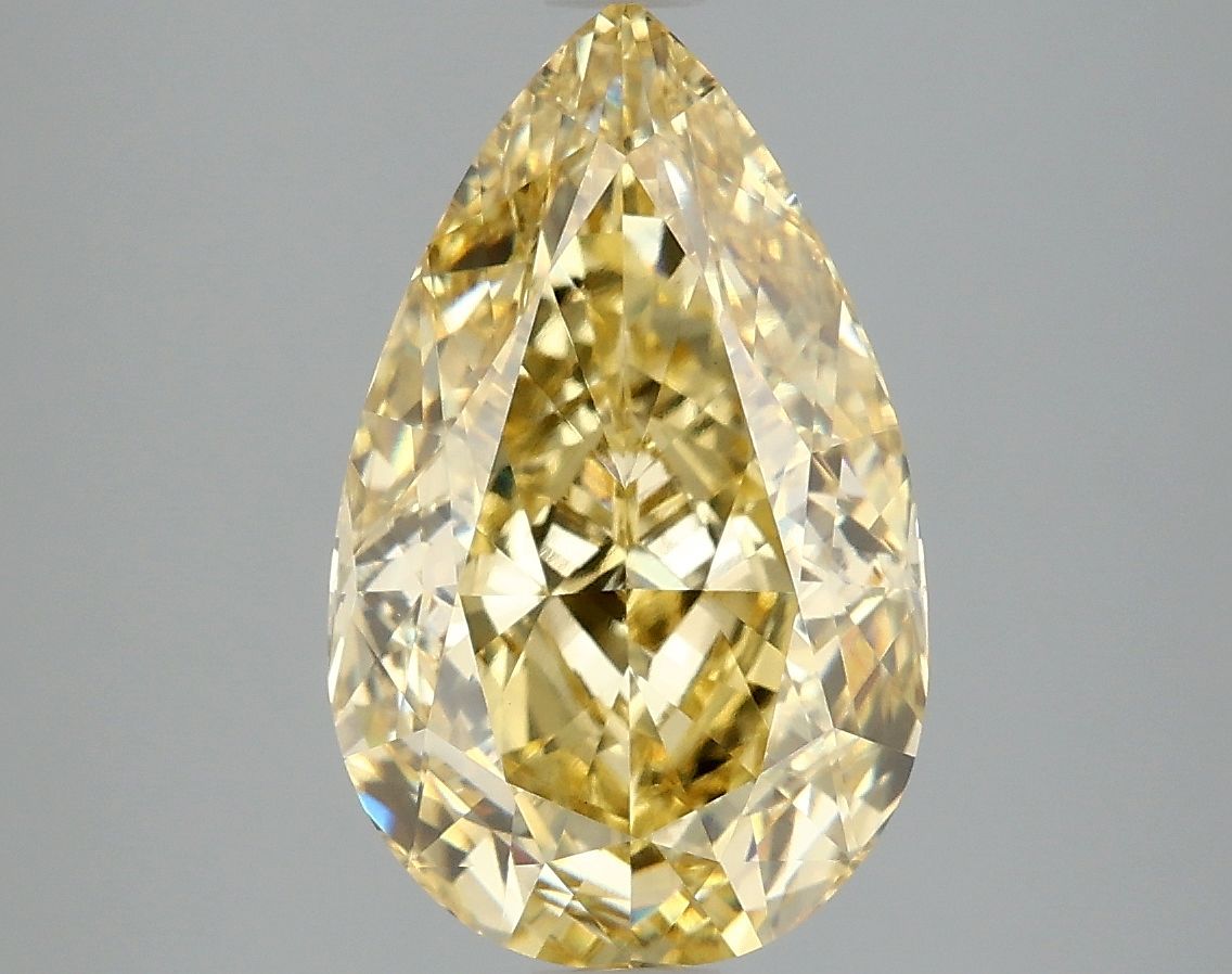 Lab-Grown Pear Diamond - 4.0 Carats, Fancy Vivid Yellow Color, VS1 Clarity - Certified by IGI - Report Number: LG660418741