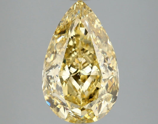 Lab-Grown Pear Diamond - 4.0 Carats, Fancy Vivid Yellow Color, VS1 Clarity - Certified by IGI - Report Number: LG660418741