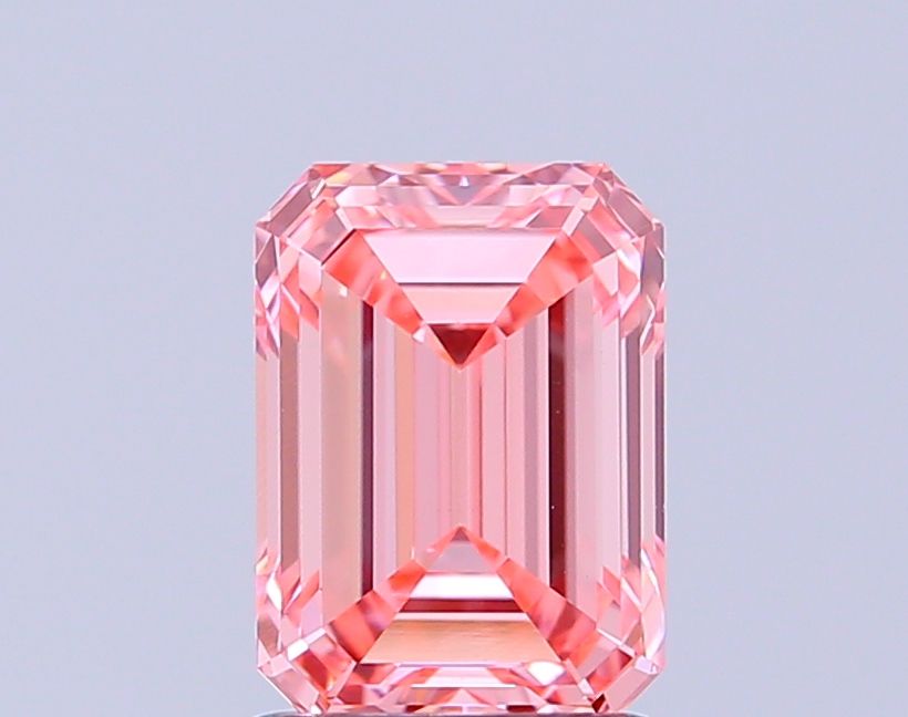 Lab-Grown Emerald Diamond - 1.56 Carats, Fancy Vivid Pink Color, VVS2 Clarity - Certified by IGI - Report Number: LG665421373
