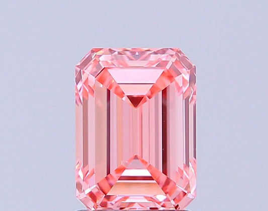 Lab-Grown Emerald Diamond - 1.56 Carats, Fancy Vivid Pink Color, VVS2 Clarity - Certified by IGI - Report Number: LG665421373