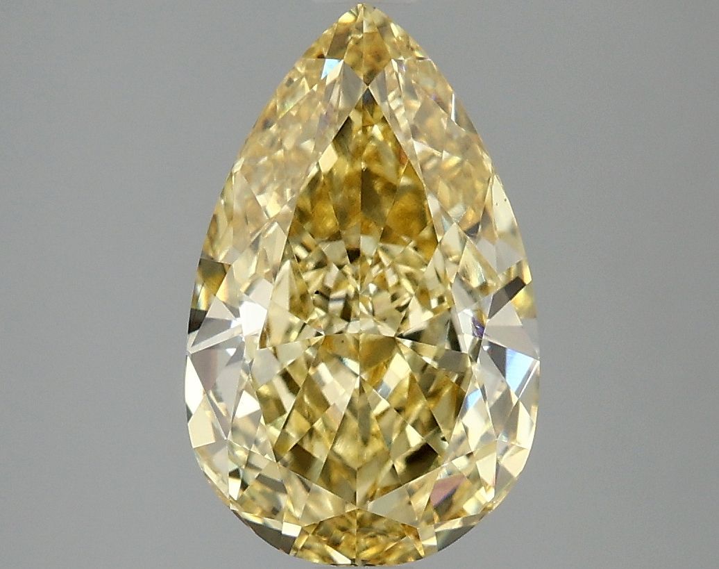 Lab-Grown Pear Diamond - 3.03 Carats, Fancy Vivid Yellow Color, VS2 Clarity - Certified by IGI - Report Number: LG671489159