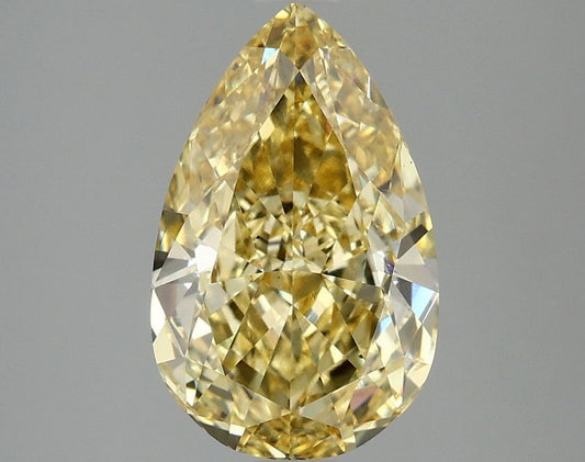 Lab-Grown Pear Diamond - 3.03 Carats, Fancy Vivid Yellow Color, VS2 Clarity - Certified by IGI - Report Number: LG671489159