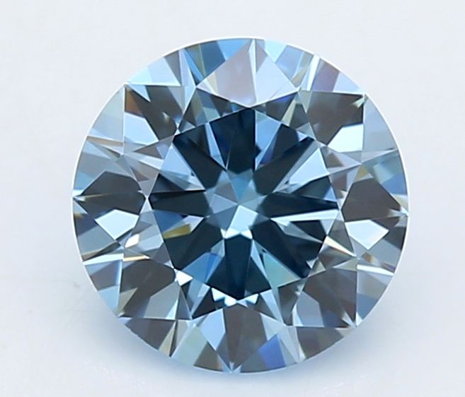 Lab-Grown Round Diamond - 0.63 Carats, Fancy Intense Blue Color, VVS1 Clarity - Certified by IGI - Report Number: LG666419165