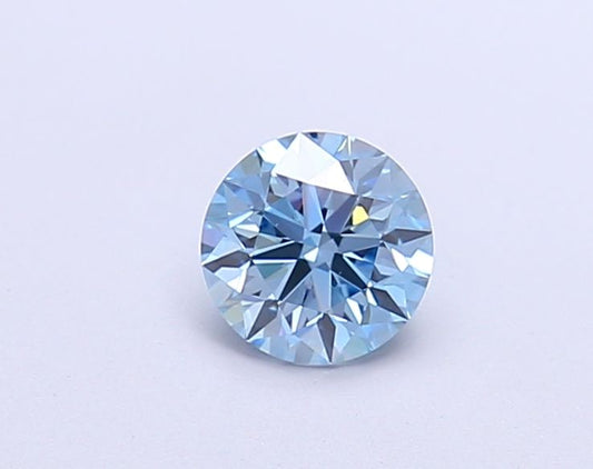 Lab-Grown Round Diamond - 0.52 Carats, Fancy Vivid Blue Color, VS1 Clarity - Certified by IGI - Report Number: LG662445720