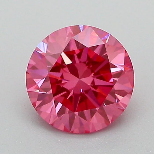 Lab-Grown Round Diamond - 1.07 Carats, Fancy Vivid Pink Color, VVS2 Clarity - Certified by IGI - Report Number: LG689532732