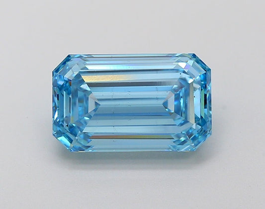 Lab-Grown Emerald Diamond - 4.01 Carats, Fancy Intense Blue Color, VS2 Clarity - Certified by IGI - Report Number: LG638401396