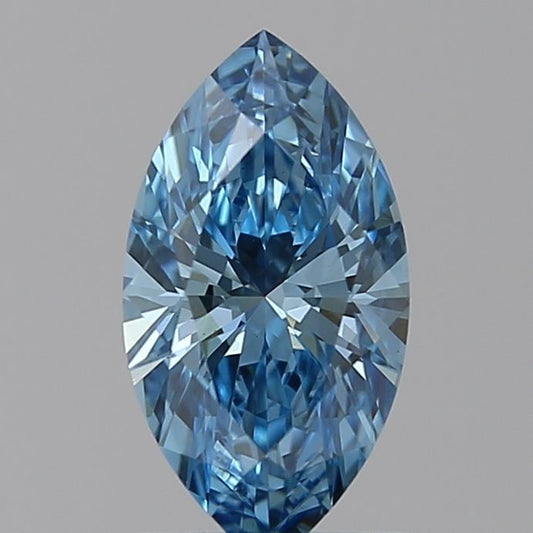 Lab-Grown Marquise Diamond - 0.94 Carats, Fancy Vivid Blue Color, VS1 Clarity - Certified by IGI - Report Number: LG591358065
