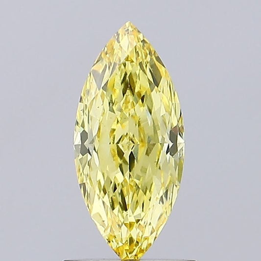 Lab-Grown Marquise Diamond - 1.02 Carats, Fancy Vivid Yellow Color, VS2 Clarity - Certified by IGI - Report Number: LG629468608