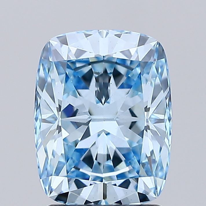 Lab-Grown Cushion Diamond - 2.1 Carats, Fancy Vivid Blue Color, VS1 Clarity - Certified by IGI - Report Number: LG665429968