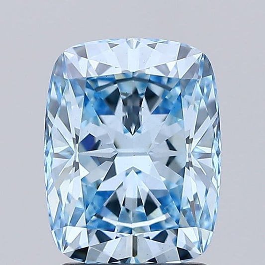 Lab-Grown Cushion Diamond - 2.1 Carats, Fancy Vivid Blue Color, VS1 Clarity - Certified by IGI - Report Number: LG665429968