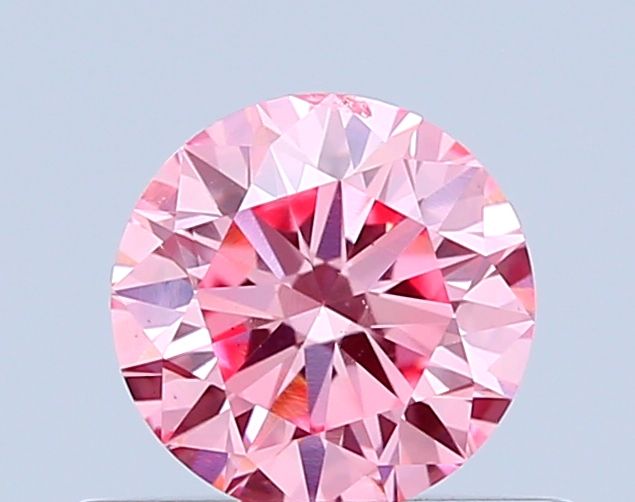 Lab-Grown Round Diamond - 0.5 Carats, Fancy Vivid Pink Color, SI1 Clarity - Certified by IGI - Report Number: LG677560249