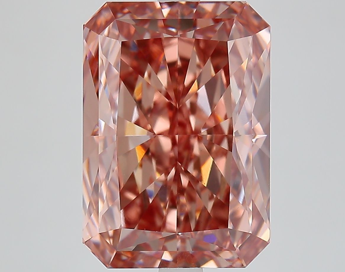 Lab-Grown Radiant Diamond - 7.22 Carats, Fancy Intense Brown Pink Color, VVS2 Clarity - Certified by IGI - Report Number: LG650410541