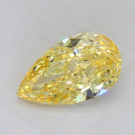 Lab-Grown Pear Diamond - 3.59 Carats, Fancy Vivid Yellow Color, VS1 Clarity - Certified by IGI - Report Number: LG680518722