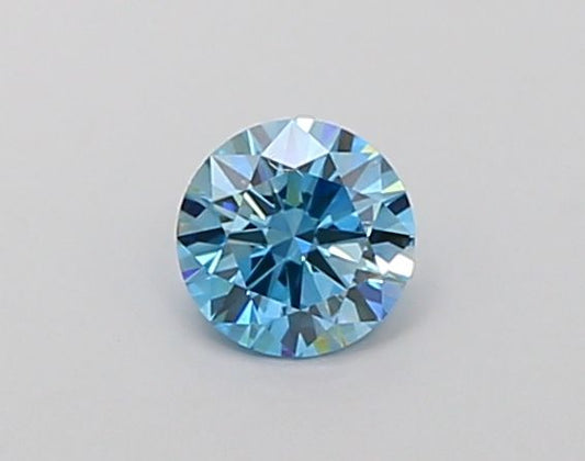 Lab-Grown Round Diamond - 0.58 Carats, Fancy Intense Blue Color, VVS2 Clarity - Certified by IGI - Report Number: LG677552059