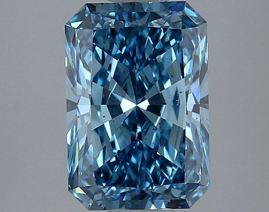Lab-Grown Radiant Diamond - 2.54 Carats, Fancy Vivid Blue Color, VS2 Clarity - Certified by IGI - Report Number: LG630436608