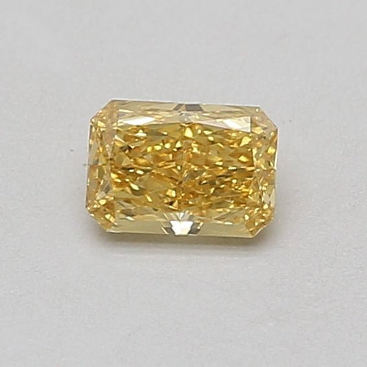 Lab-Grown Radiant Diamond - 0.43 Carats, Fancy Vivid Yellow Color, VVS2 Clarity - Certified by IGI - Report Number: LG677546310