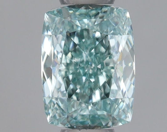 Lab-Grown Cushion Diamond - 0.4 Carats, Fancy Intense Green Color, VVS1 Clarity - Certified by IGI - Report Number: LG656473594