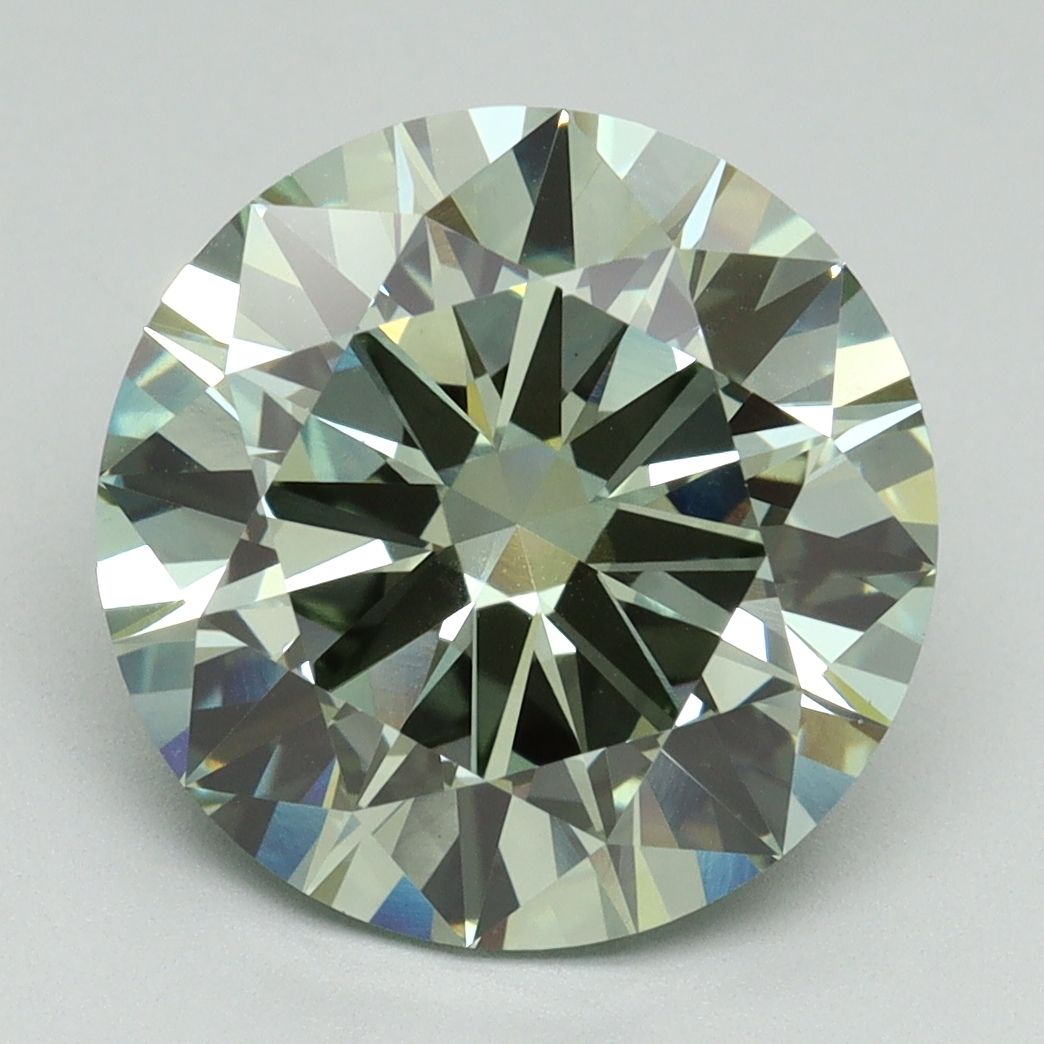 Lab-Grown Round Diamond - 5.02 Carats, Fancy Vivid Green Color, VS1 Clarity - Certified by IGI - Report Number: LG645459170