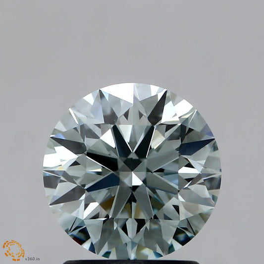 Lab-Grown Round Diamond - 1.51 Carats, Fancy Light Greenish Blue Color, VVS2 Clarity - Certified by IGI - Report Number: LG371900503