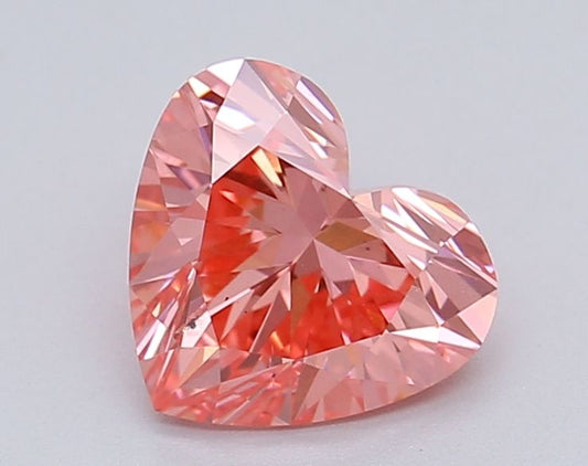 Lab-Grown Heart Diamond - 1.0 Carats, Fancy Vivid Pink Color, SI1 Clarity - Certified by IGI - Report Number: LG615367071