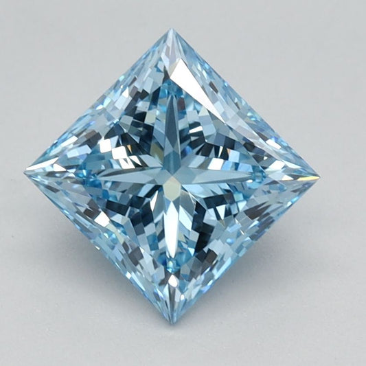 Lab-Grown Princess Diamond - 1.26 Carats, Fancy Vivid Blue Color, VVS2 Clarity - Certified by IGI - Report Number: LG615366403