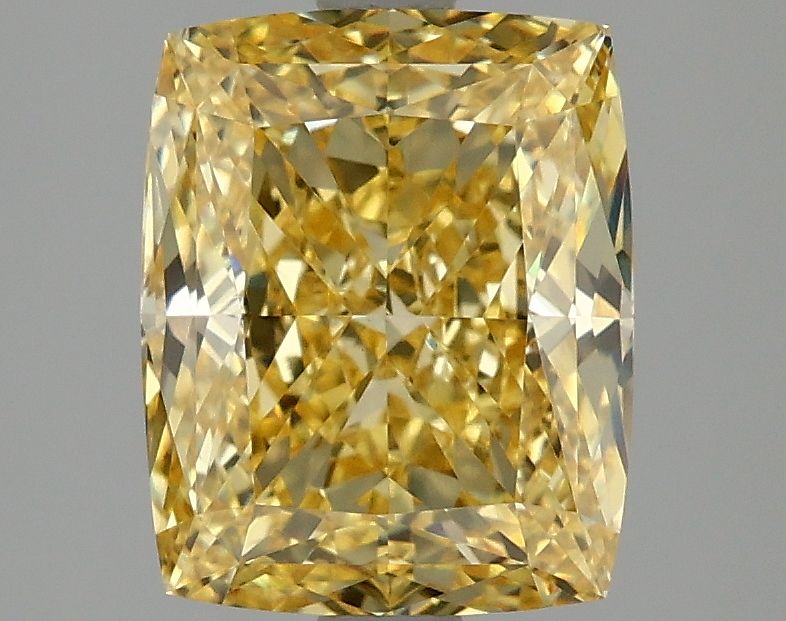 Lab-Grown Cushion Diamond - 3.06 Carats, Fancy Vivid Yellow Color, VVS2 Clarity - Certified by IGI - Report Number: LG671484189