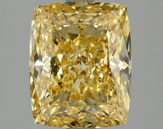 Lab-Grown Cushion Diamond - 3.06 Carats, Fancy Vivid Yellow Color, VVS2 Clarity - Certified by IGI - Report Number: LG671484189