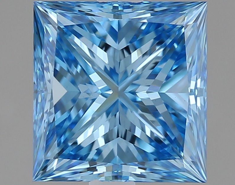 Lab-Grown Princess Diamond - 1.5 Carats, Fancy Vivid Blue Color, VVS2 Clarity - Certified by IGI - Report Number: LG611367136