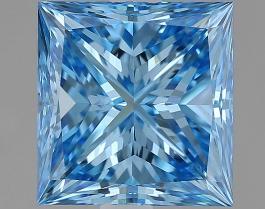 Lab-Grown Princess Diamond - 1.5 Carats, Fancy Vivid Blue Color, VVS2 Clarity - Certified by IGI - Report Number: LG611367136