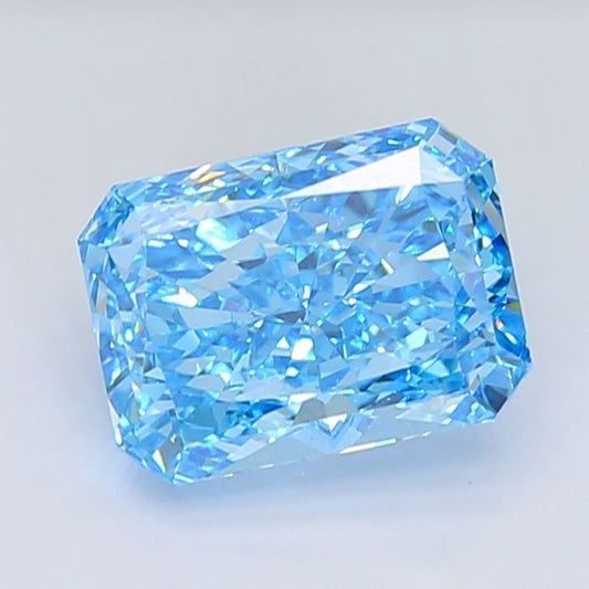 Lab-Grown Radiant Diamond - 7.07 Carats, Fancy Vivid Blue Color, VS2 Clarity - Certified by IGI - Report Number: LG668407131