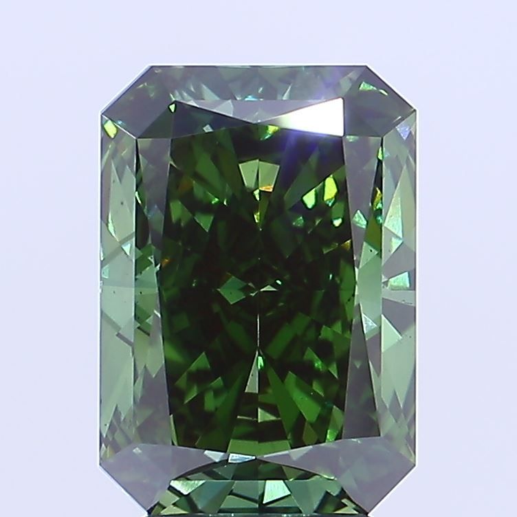 Lab-Grown Radiant Diamond - 4.0 Carats, Fancy Deep Green Color, VS2 Clarity - Certified by IGI - Report Number: LG678546971