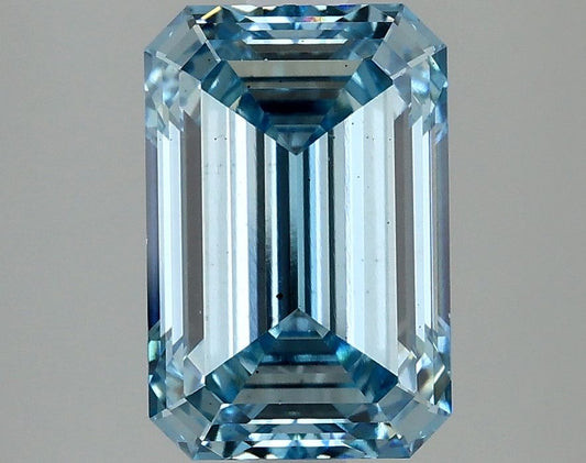Lab-Grown Emerald Diamond - 2.95 Carats, Fancy Intense Blue Color, VS2 Clarity - Certified by IGI - Report Number: LG637461367
