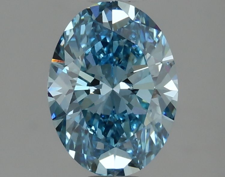 Lab-Grown Oval Diamond - 1.49 Carats, Fancy Vivid Blue Color, VVS2 Clarity - Certified by IGI - Report Number: LG633424001