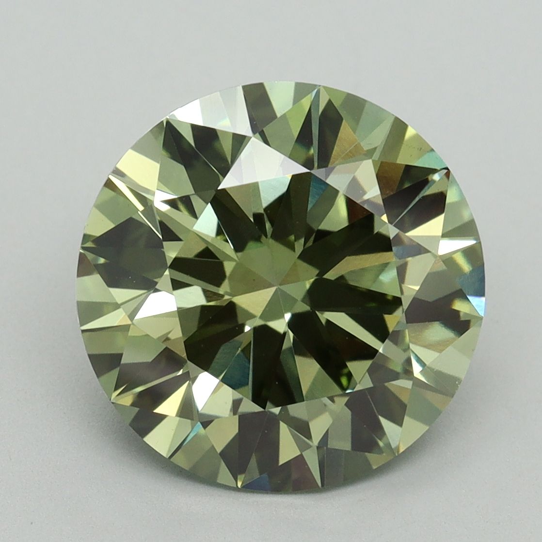 Lab-Grown Round Diamond - 5.04 Carats, Fancy Vivid Green Color, VS1 Clarity - Certified by IGI - Report Number: LG645459172