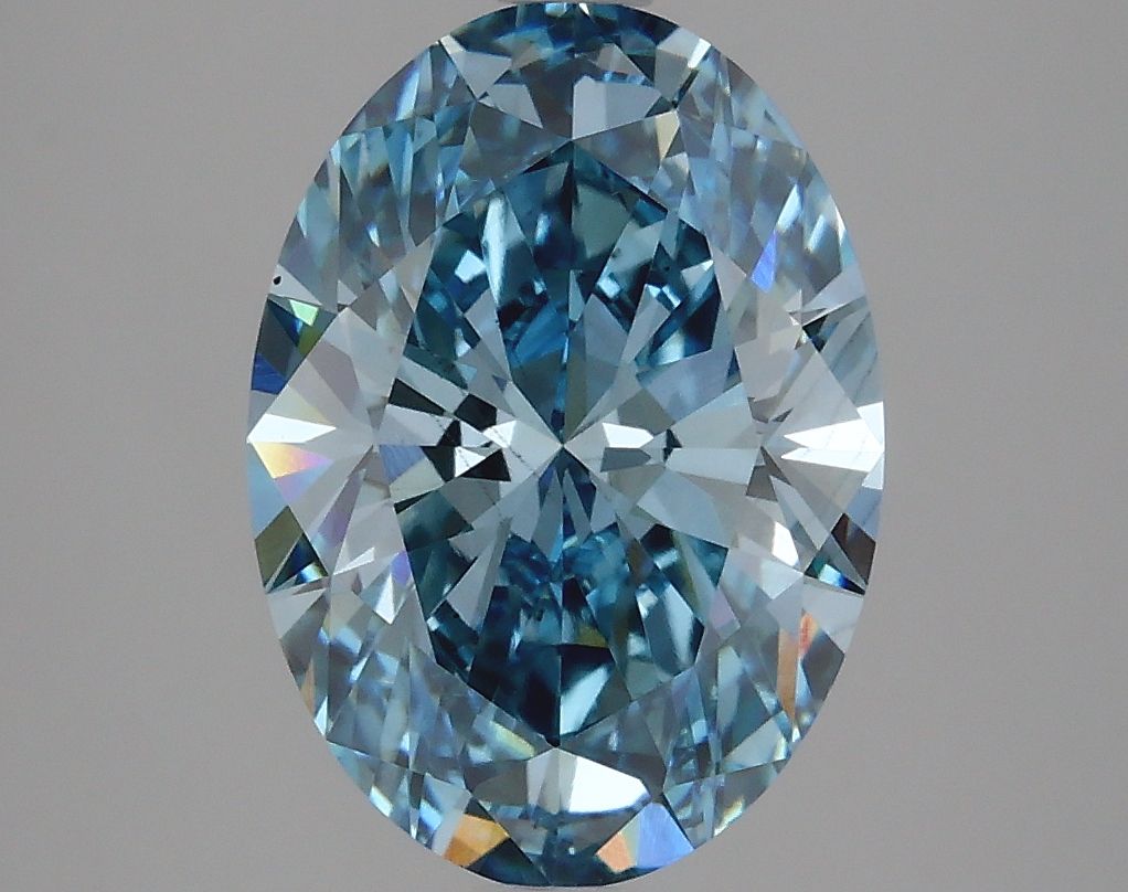 Lab-Grown Oval Diamond - 3.47 Carats, Fancy Vivid Blue Color, VS2 Clarity - Certified by IGI - Report Number: LG627439813