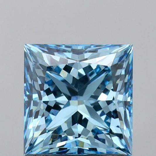 Lab-Grown Princess Diamond - 1.51 Carats, Fancy Vivid Blue Color, VS1 Clarity - Certified by IGI - Report Number: LG616419551