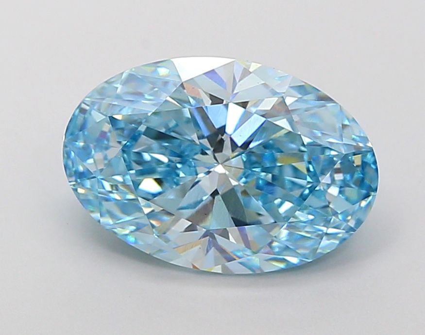 Lab-Grown Oval Diamond - 4.02 Carats, Fancy Vivid Blue Color, VS1 Clarity - Certified by IGI - Report Number: LG685586169