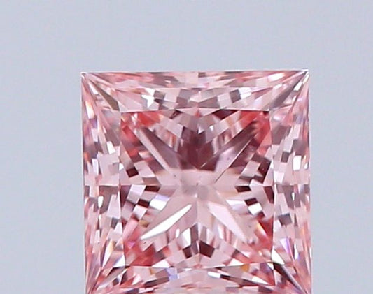 Lab-Grown Princess Diamond - 1.02 Carats, Fancy Intense Pink Color, VS1 Clarity - Certified by IGI - Report Number: LG637438978