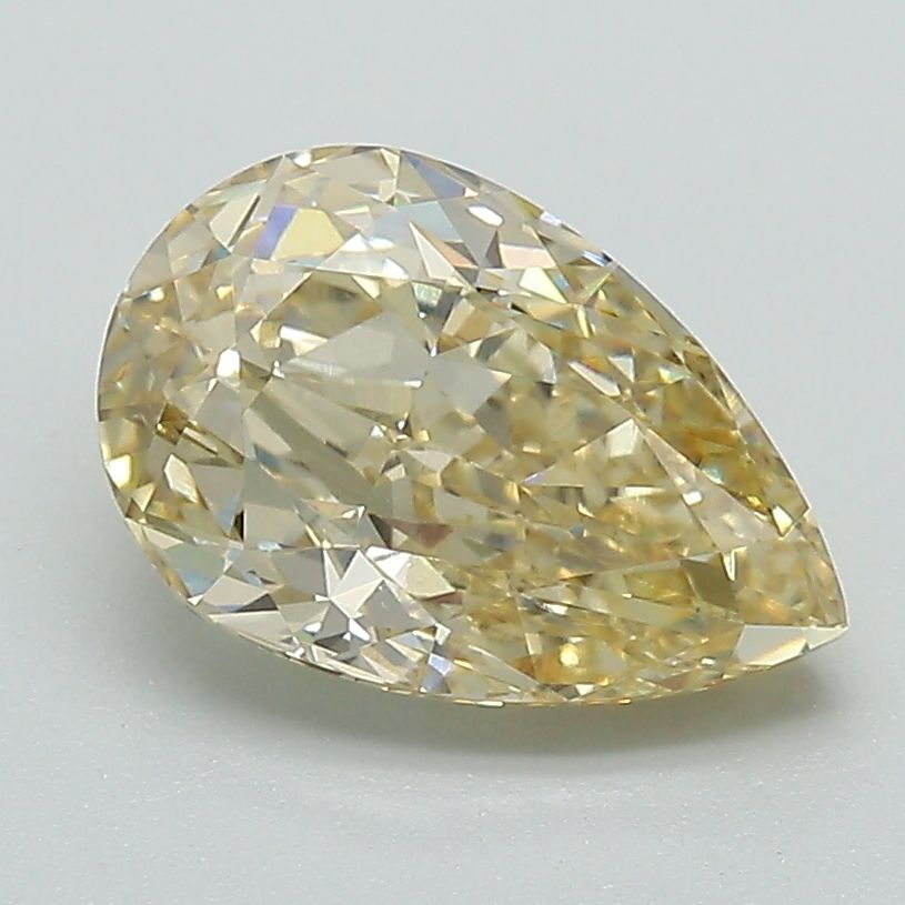 Lab-Grown Pear Diamond - 2.04 Carats, Fancy Yellow Color, VVS2 Clarity - Certified by IGI - Report Number: LG655422992