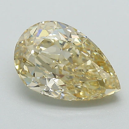 Lab-Grown Pear Diamond - 2.04 Carats, Fancy Yellow Color, VVS2 Clarity - Certified by IGI - Report Number: LG655422992